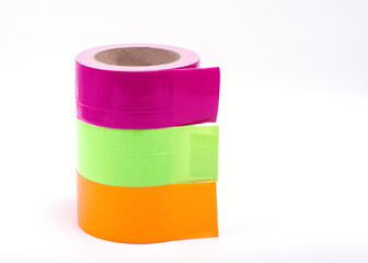 Self adhesive colorfur marking tapes on white background