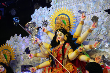 Picture of the great fort festival of Hinduism. The image of the Durga Devi's Family. It is a...