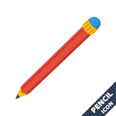 Pencil 3D vector icon in flat style.