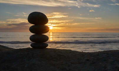 zen stones on the beach