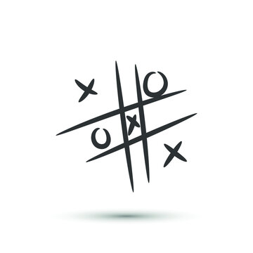 Vector cross zero paper game icon. For design, advertising banner, logo