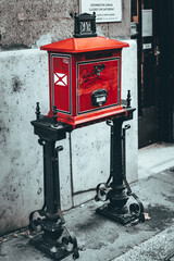 Red mail box on the street