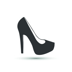 Vector woman shoe icon. High heels icon isolated on white background. For design, web, advertising banner.