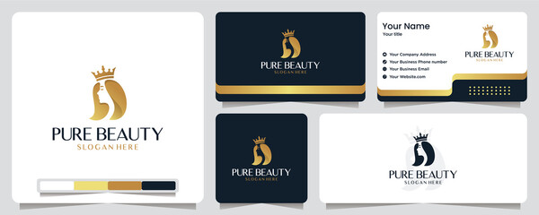 Obraz na płótnie Canvas beauty women,luxury, salon, spa, gold color ,banner, business card and logo design
