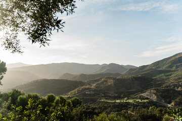 landscape with mounatins in the morning