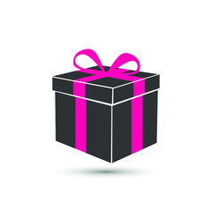 Vector gift box icon. Present, birthday symbol. For design, web site design, logo, app, UI.