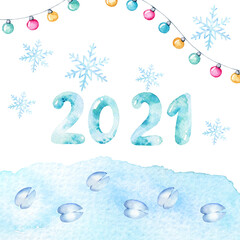 Watercolor christmas frame, christmas border, background