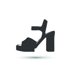 Vector woman shoe icon. High heels icon isolated on white background. For design, web, advertising banner.