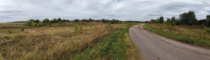 Obraz premium Rural Road. Panoramic Rural Village Landscape