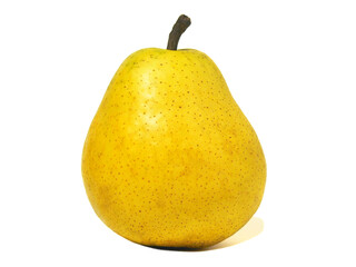 Close-up of juicy autumn golden pear on white background