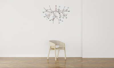 Light interrior with with minimalistic lamp