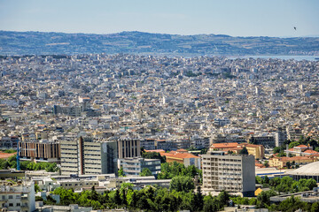 Obraz premium Aerial view of Thessaloniki, Greece. Thessaloniki is the second largest city in Greece and the capital of Greek Macedonia.