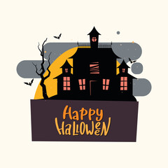 Happy halloween card with a horror house - Vector