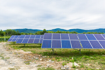 Aerial view of Solar panel, photovoltaic, alternative electricity source - concept of sustainable...