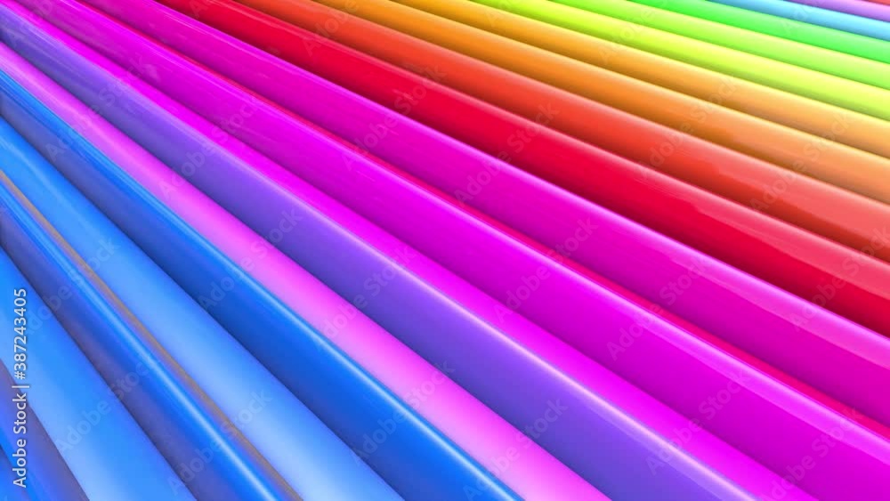 Poster abstract 3d seamless bright rainbow colors background in 4k with waves. multicolored gradient stripe