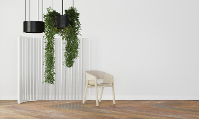 plant lamp with chair in modern interior