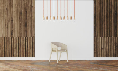 multi bulb lamp with chair in modern interior