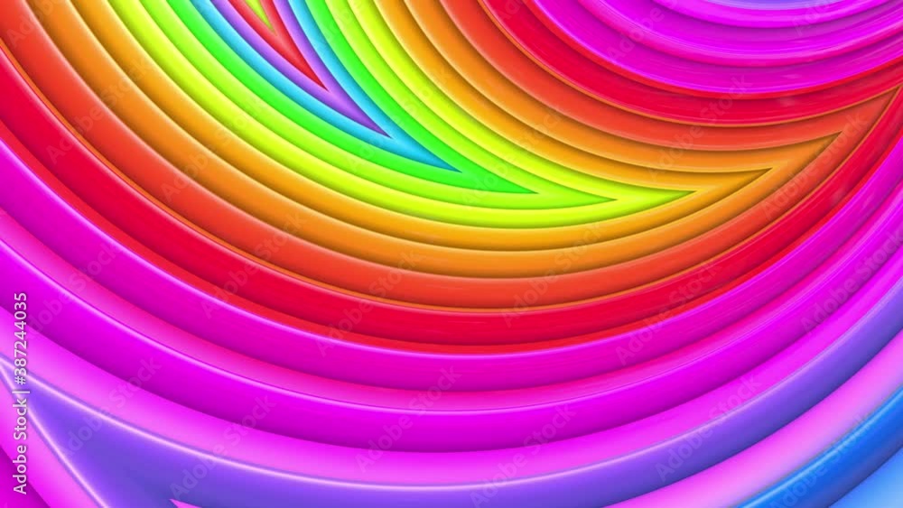 Poster abstract 3d seamless bright rainbow colors background in 4k with waves. multicolored gradient stripe