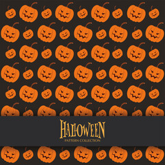 Fototapeta premium Scary pumpkins in a halloween background - Vector