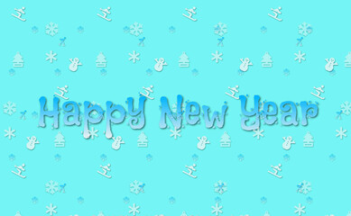 happy new year lettering on a blue background