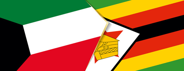 Kuwait and Zimbabwe flags, two vector flags.
