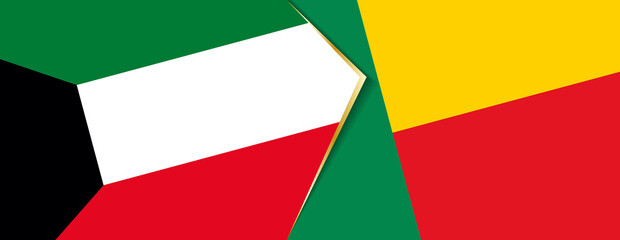 Kuwait and Benin flags, two vector flags.