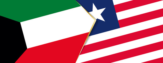 Fototapeta na wymiar Kuwait and Liberia flags, two vector flags.