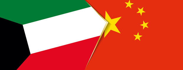 Kuwait and China flags, two vector flags.
