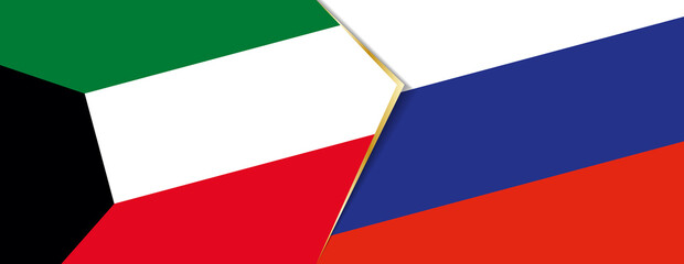 Kuwait and Russia flags, two vector flags.