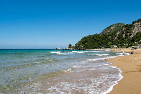 The beautiful Glyfada Beach on Corfu Island, Greece