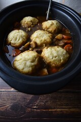 stew with vegetables and suet dumplings 