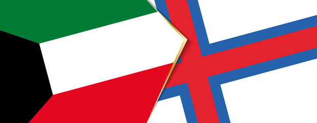Kuwait and Faroe Islands flags, two vector flags.