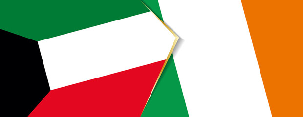 Kuwait and Ireland flags, two vector flags.