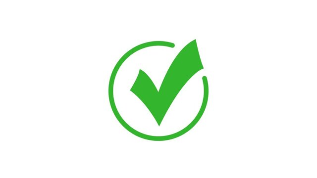 animation of checkmark icon. 4k video on green background Check,tick; yes; vote	
