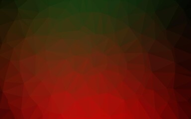 Dark Green, Red vector polygonal background.