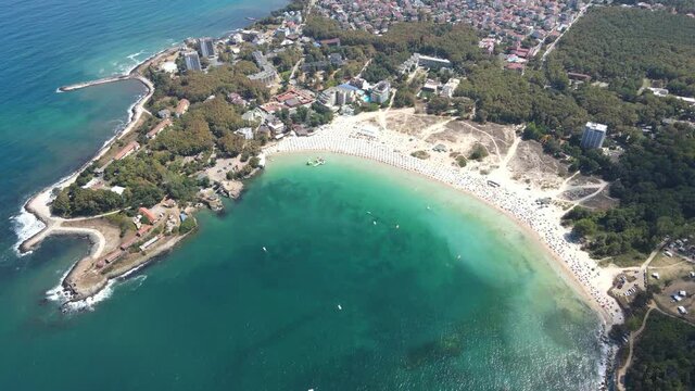 Amazing Aerial view of town of Kiten, Burgas Region, Bulgaria 