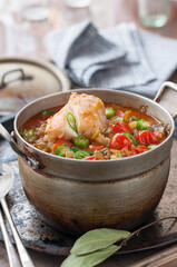 Homemade Fish Stew with Tomatoes and Okra. Cajun-Style Fish Gumbo
