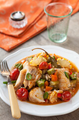 Homemade Fish Soup or Stew with Vegetables