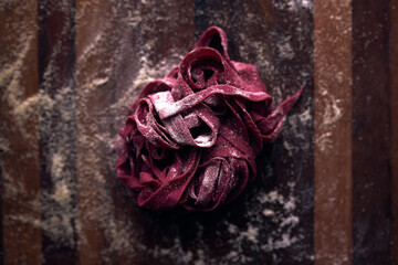 beet-flavored home made pastas