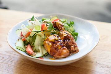 Grilled Chicken Salad with Strawberries and Courgette