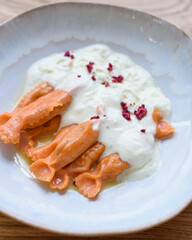 Pumpkin Caramelle Pasta with Cheese Sauce