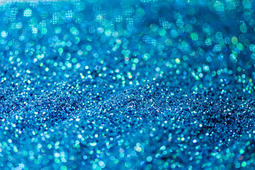 abstract of bright and sparkling bokeh background, blue and silver bokeh, soft focus