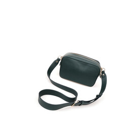Fototapeta premium Elegant green female cross body bag isolated on white background