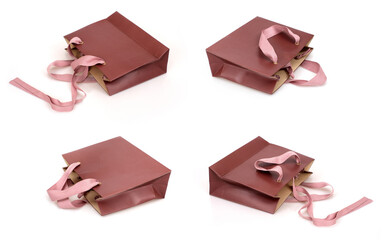 Brown paper bag isolated on white background