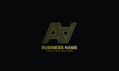 AA initial line art luxury golden color logotype with letter template vector image.