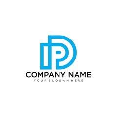 Obraz premium Letter DP line logo design. Linear creative minimal monochrome monogram symbol. Universal elegant vector sign design. Premium business logotype. Graphic alphabet symbol for corporate business identity