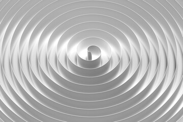 3d render of abstract black and white art 3d background with surreal round twisted spiral silky tape on plane flat ground 