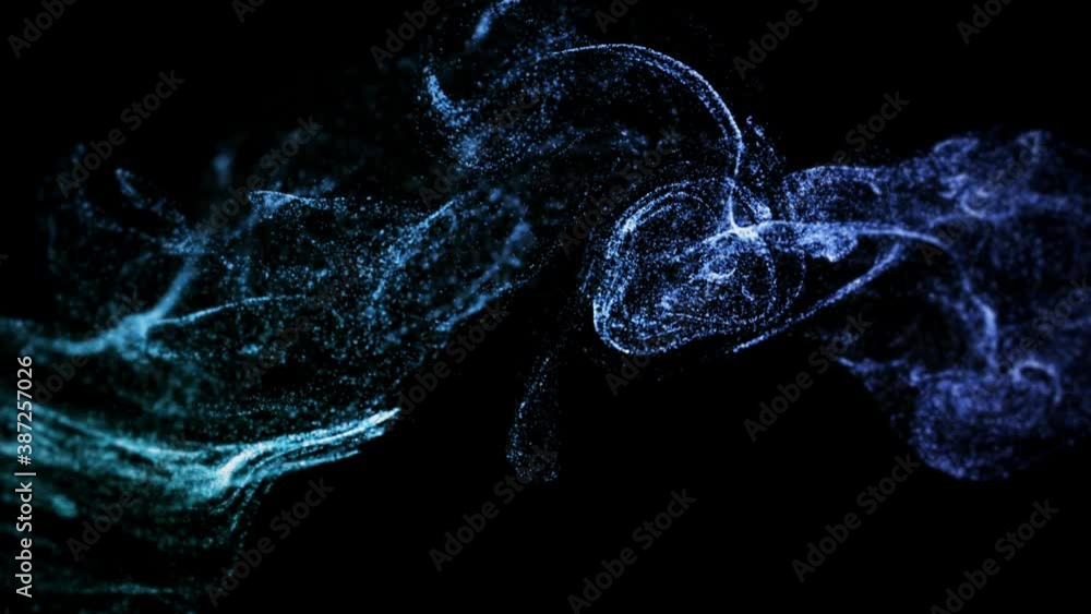 Aufkleber abstract animation background of luminous blue particles, beautiful effect of glow particles in liqu