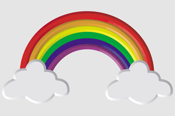 Colorful rainbow illustration with clouds 