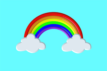 Vector Colorful rainbow illustration with clouds 